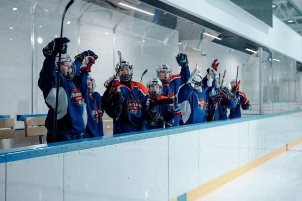 hockey team celebration ice